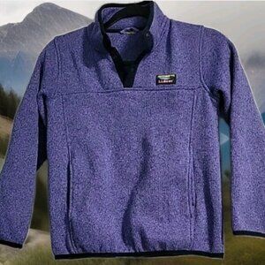 LL Bean Girls Sweater Fleece Pullover Quarter-Snap Purple/Blue